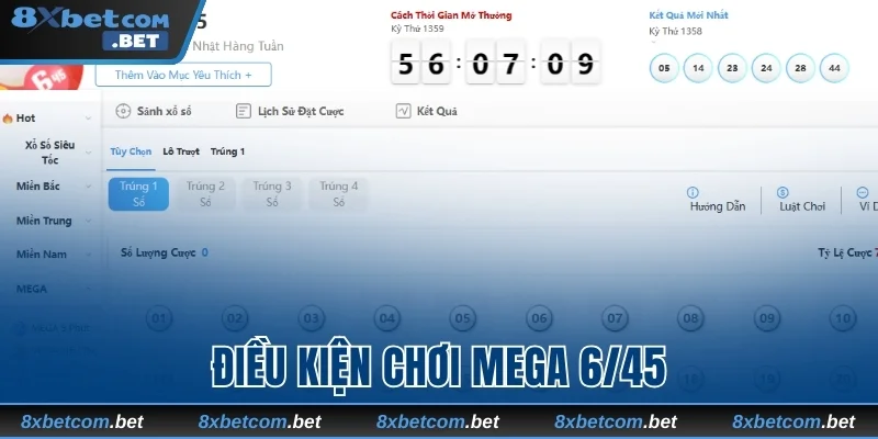 Điều kiện chơi Mega 6/45