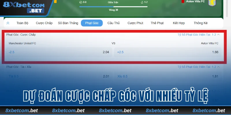 Dự đoán cược chấp góc với nhiều tỷ lệ