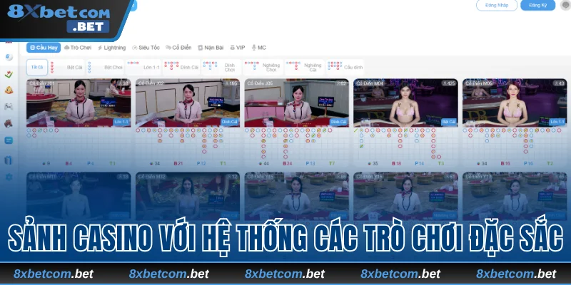 Sảnh casino với hệ thống các trò chơi đặc sắc